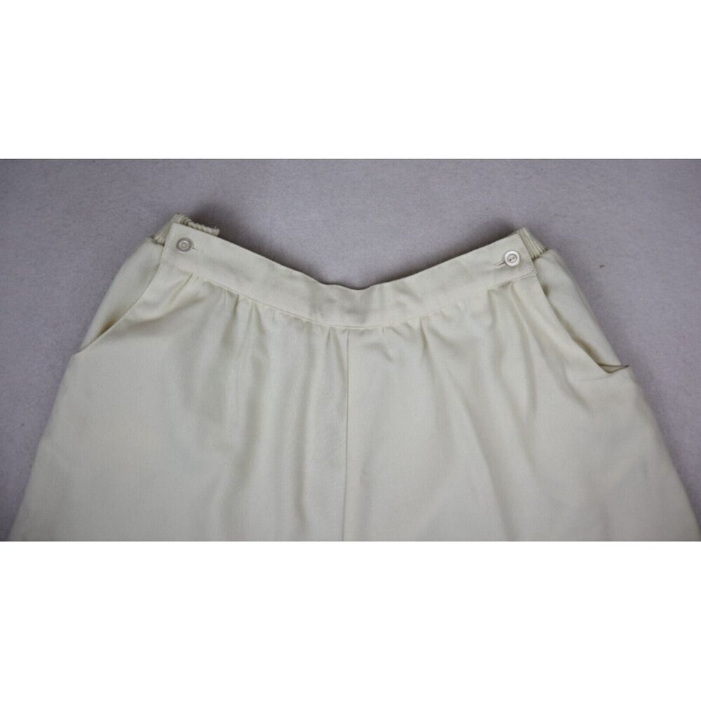 VINTAGE WOMEN'S IVORY WHITE HIGH WAIST WIDE LEG SHORTS - VICKI WAYNE'S - SIZE 36 - Picture 3 of 9